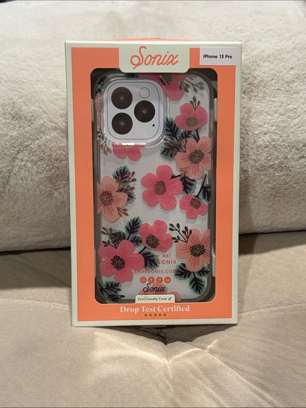 Sonix Clear Floral iPhone 13 Pro Case - Pink Flowers with Green Leaves